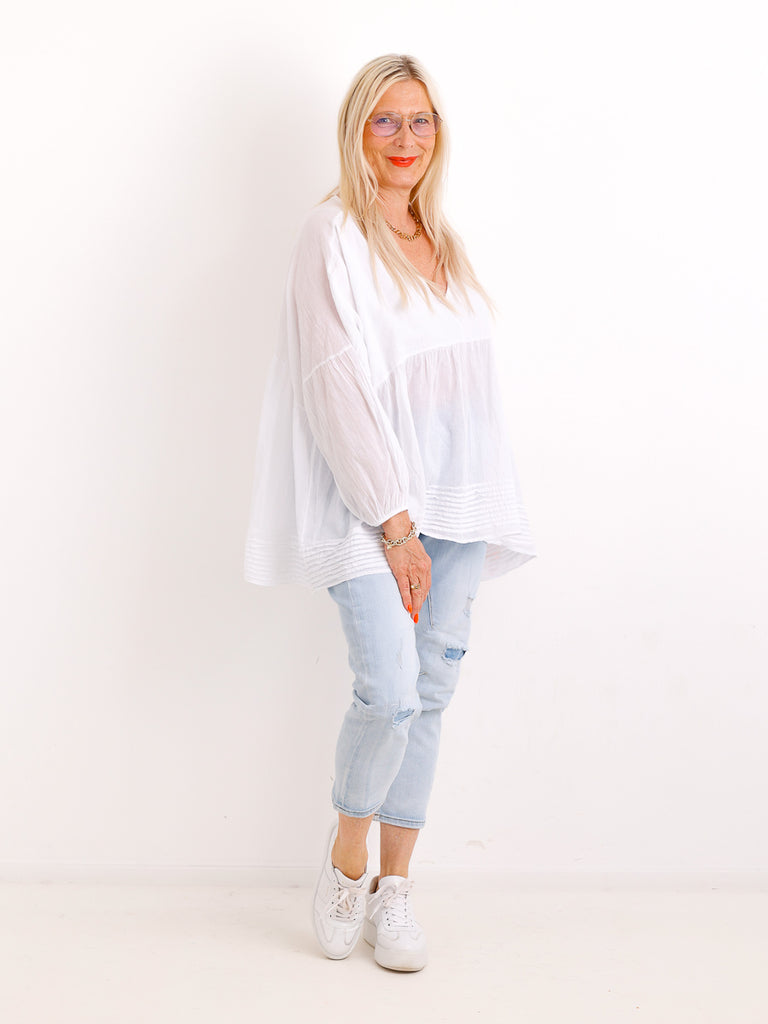 Oversize Tunika FAYE.S – 100% Baumwolle – Semi-transparent – Gr. 36-46