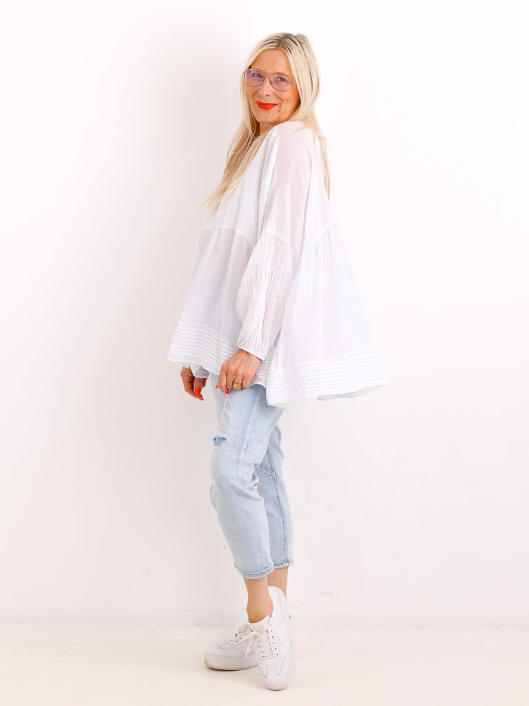 Oversize Tunika FAYE.S – 100% Baumwolle – Semi-transparent – Gr. 36-46