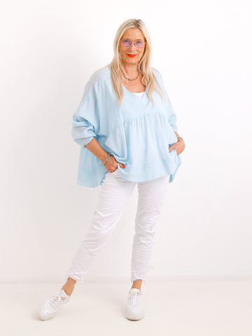 Oversize Tunika FAYE.S – 100% Baumwolle – Semi-transparent – Gr. 36-46