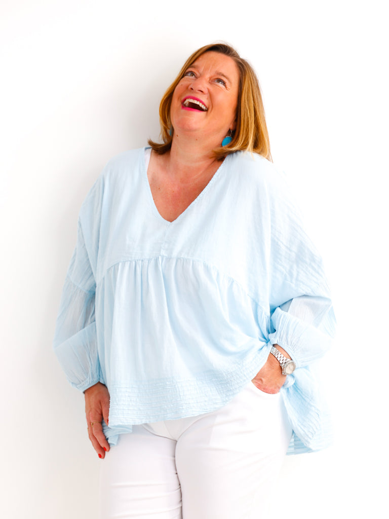 Oversize Tunika FAYE.S – 100% Baumwolle – Semi-transparent – Gr. 36-46