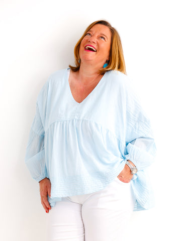 Oversize Tunika FAYE.S – 100% Baumwolle – Semi-transparent – Gr. 36-46