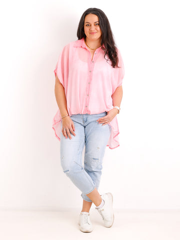 Oversize Baumwoll-Bluse FARINA.S – Semi-transparent  – Gr. 40-50