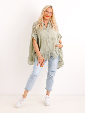 Luftige Baumwoll-Tunika KIMBERLY.S – Volants – Oversize – Gr. 38-50