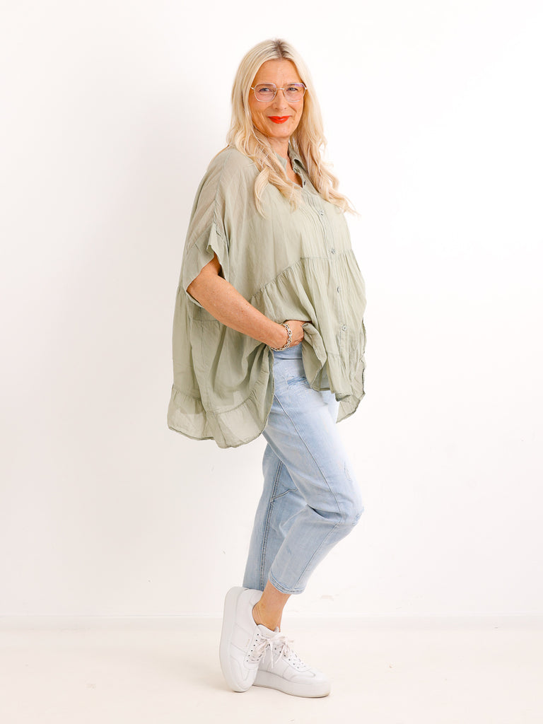 Luftige Baumwoll-Tunika KIMBERLY.S – Volants – Oversize – Gr. 38-50