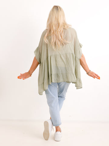 Luftige Baumwoll-Tunika KIMBERLY.S – Volants – Oversize – Gr. 38-50