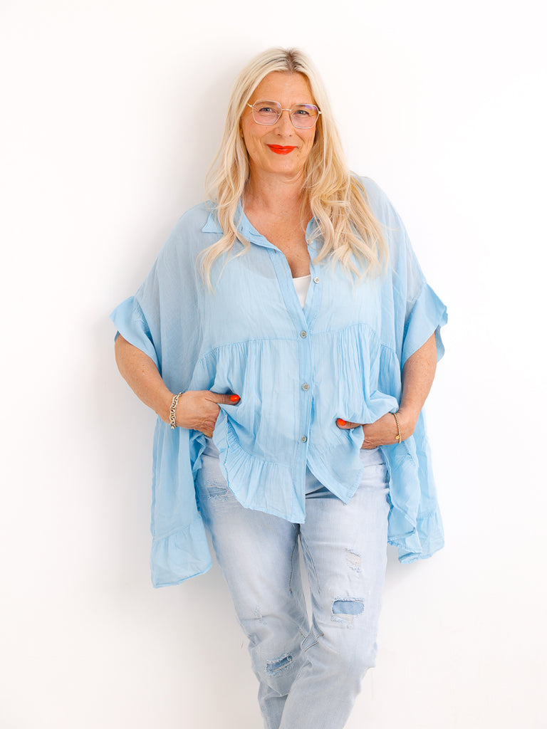 Luftige Baumwoll-Tunika KIMBERLY.S – Volants – Oversize – Gr. 38-50