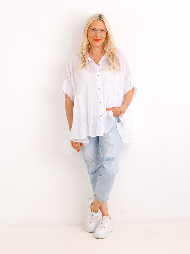 Luftige Baumwoll-Tunika KIMBERLY.S – Volants – Oversize – Gr. 38-50