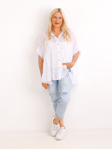 Luftige Baumwoll-Tunika KIMBERLY.S – Volants – Oversize – Gr. 38-50