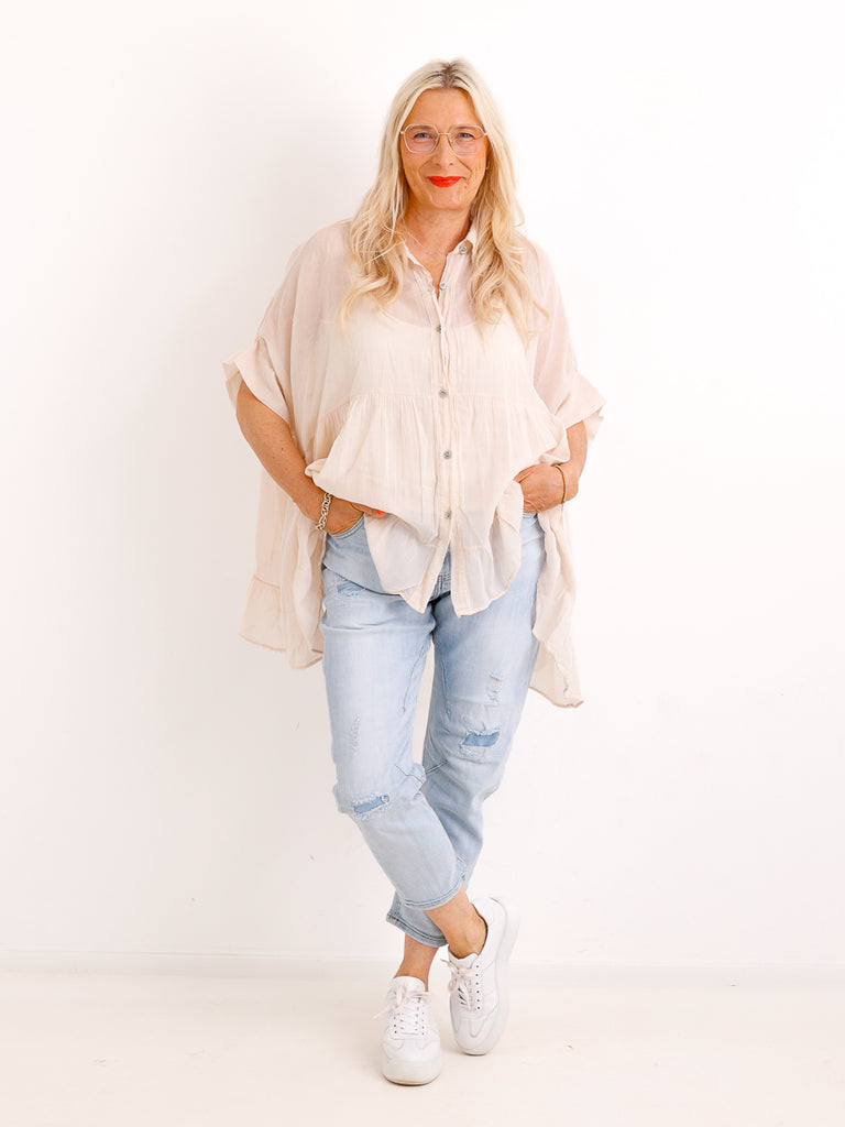 Luftige Baumwoll-Tunika KIMBERLY.S – Volants – Oversize – Gr. 38-50