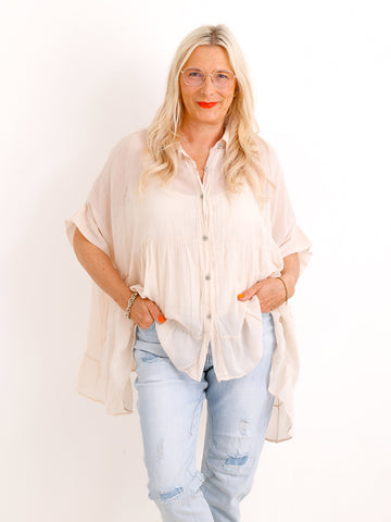 Luftige Baumwoll-Tunika KIMBERLY.S – Volants – Oversize – Gr. 38-50