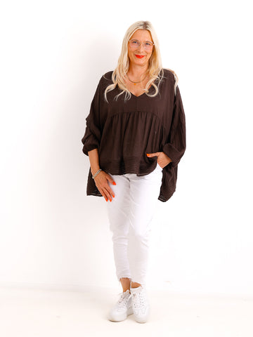 Oversize Tunika FAYE.S – 100% Baumwolle – Semi-transparent – Gr. 36-46
