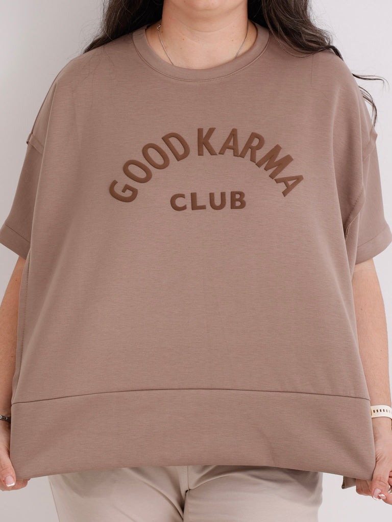 XXL Viskose-Sweatshirt DION.S – Good Karma Wording – Gr. 38-52
