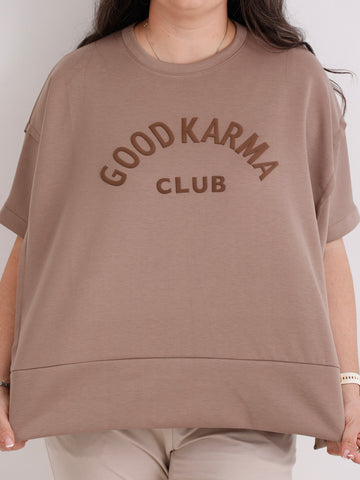 XXL Viskose-Sweatshirt DION.S – Good Karma Wording – Gr. 38-52