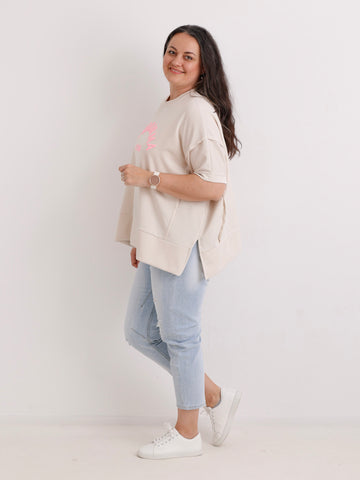 XXL Viskose-Sweatshirt DION.S – Good Karma Wording – Gr. 38-52