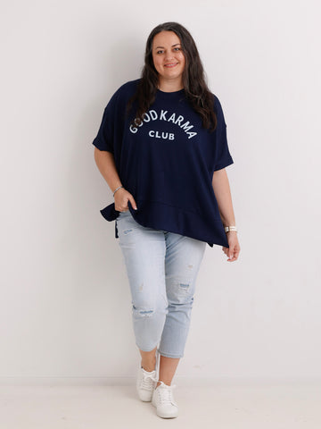 XXL Viskose-Sweatshirt DION.S – Good Karma Wording – Gr. 38-52