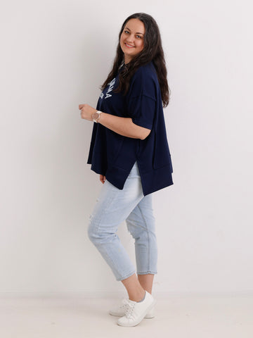 XXL Viskose-Sweatshirt DION.S – Good Karma Wording – Gr. 38-52