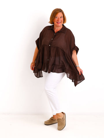 Luftige Baumwoll-Tunika KIMBERLY.S – Volants – Oversize – Gr. 38-50