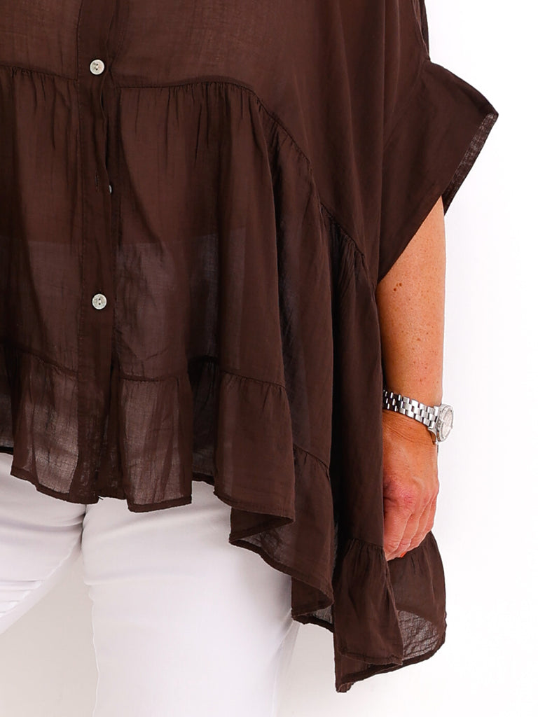 Luftige Baumwoll-Tunika KIMBERLY.S – Volants – Oversize – Gr. 38-50