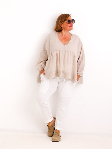 Oversize Tunika FAYE.S – 100% Baumwolle – Semi-transparent – Gr. 36-46