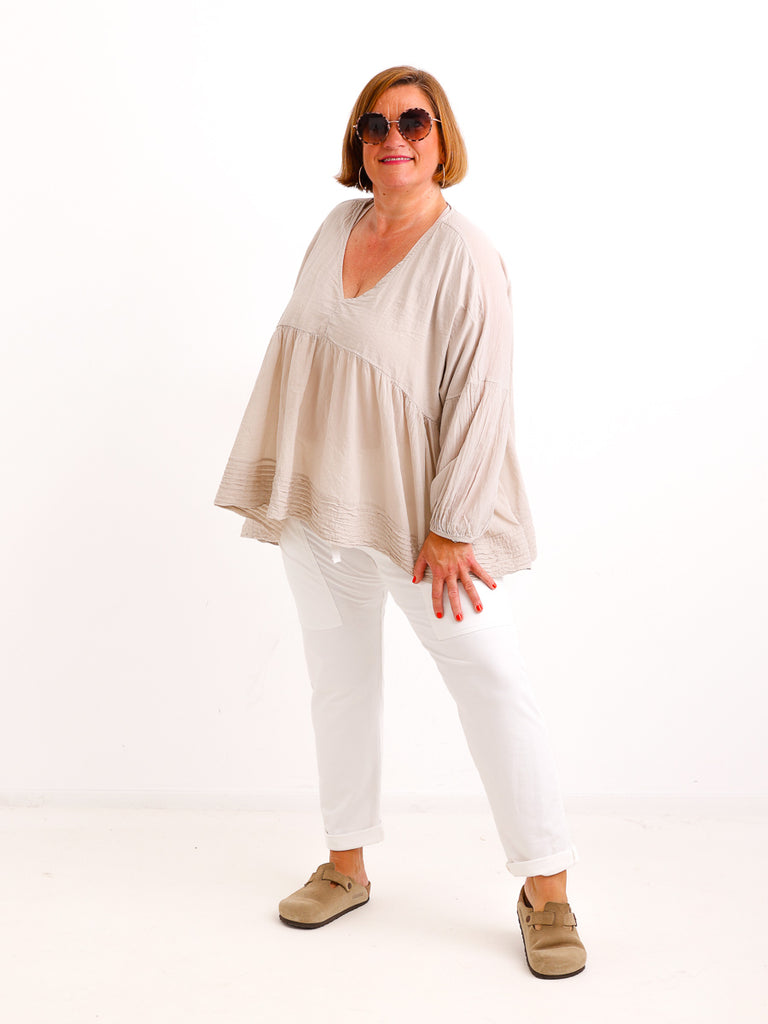 Oversize Tunika FAYE.S – 100% Baumwolle – Semi-transparent – Gr. 36-46