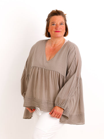 Oversize Tunika FAYE.S – 100% Baumwolle – Semi-transparent – Gr. 36-46