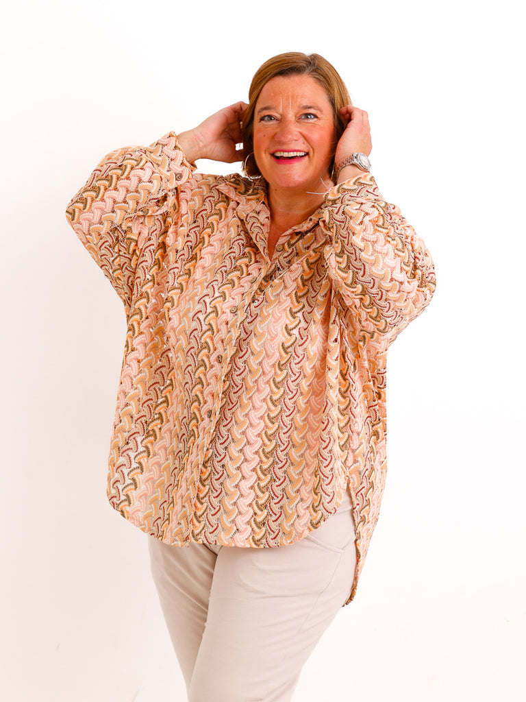Oversize Ajour-Bluse NAOMI.S – Feine Lace-Struktur – Fließender Fall – Gr. 38-48