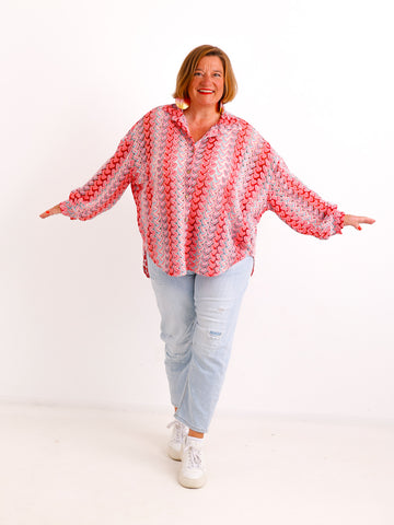 Oversize Ajour-Bluse NAOMI.S – Feine Lace-Struktur – Fließender Fall – Gr. 38-48