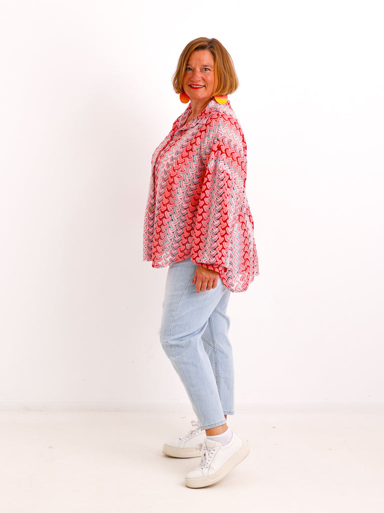 Oversize Ajour-Bluse NAOMI.S – Feine Lace-Struktur – Fließender Fall – Gr. 38-48