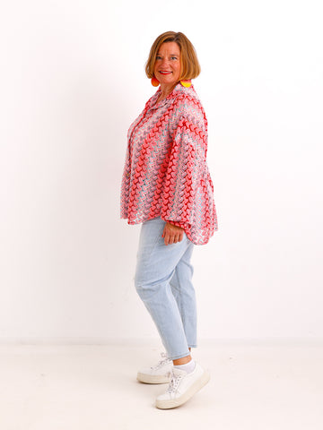 Oversize Ajour-Bluse NAOMI.S – Feine Lace-Struktur – Fließender Fall – Gr. 38-48
