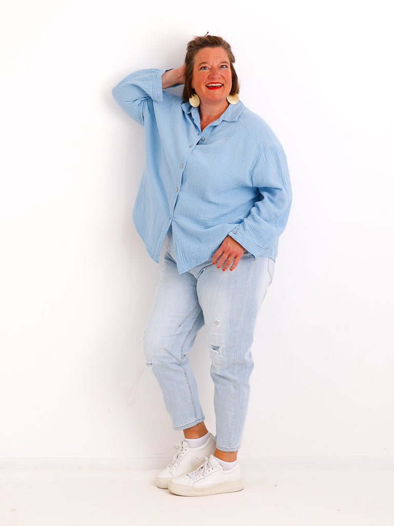 Musselin Oversize Bluse SIENNA.S - 100% Baumwolle - Gr. 38-46
