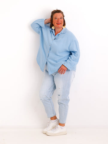 Musselin Oversize Bluse SIENNA.S - 100% Baumwolle - Gr. 38-46