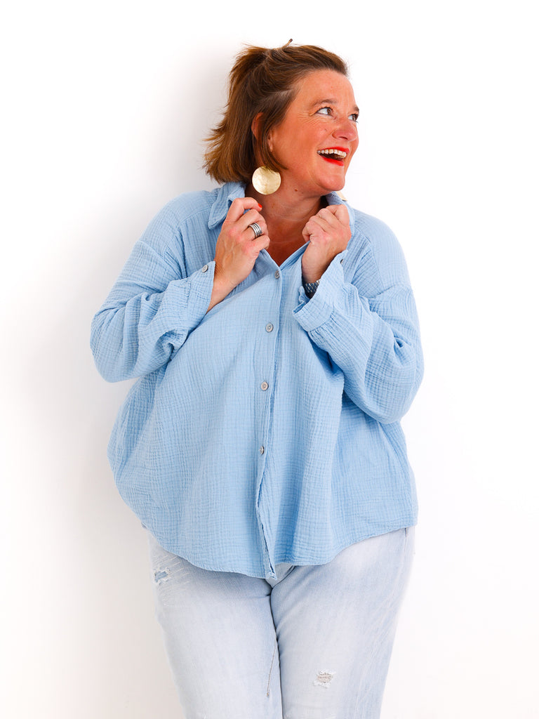 Musselin Oversize Bluse SIENNA.S - 100% Baumwolle - Gr. 38-46