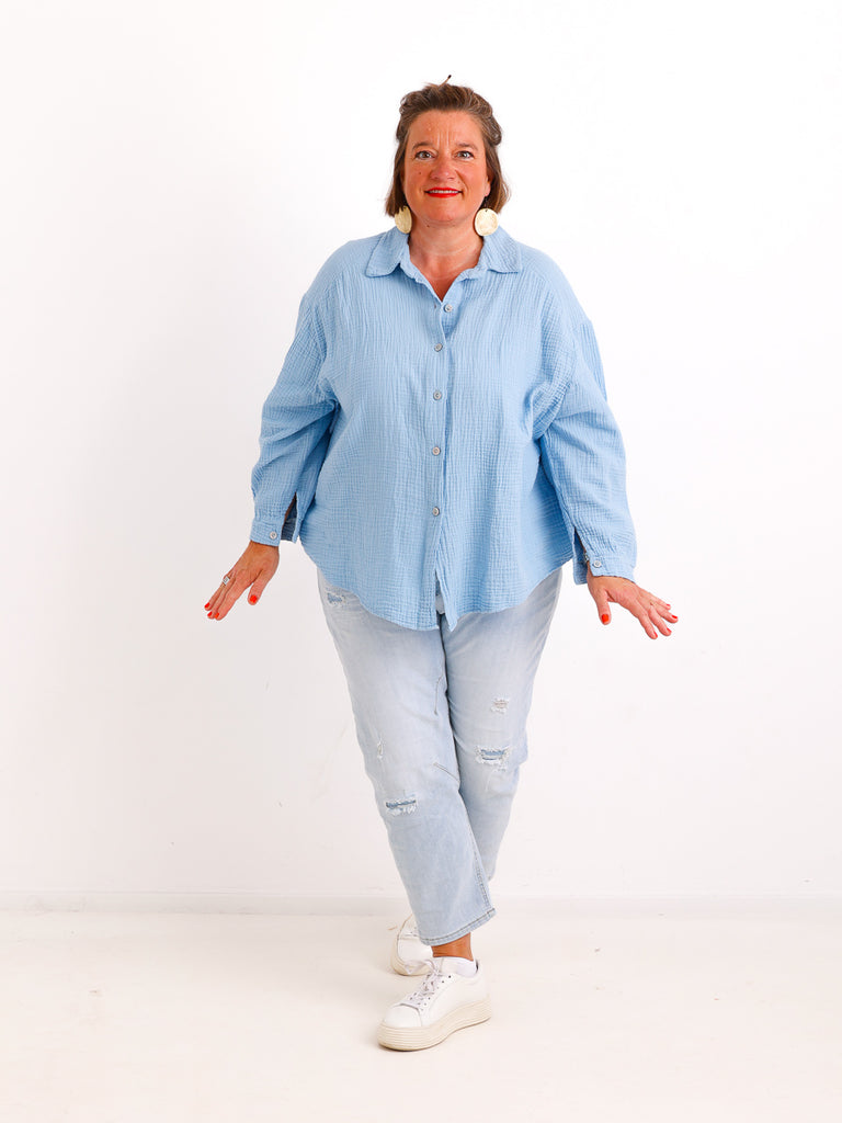 Musselin Oversize Bluse SIENNA.S - 100% Baumwolle - Gr. 38-46