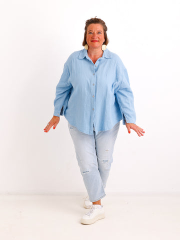 Musselin Oversize Bluse SIENNA.S - 100% Baumwolle - Gr. 38-46