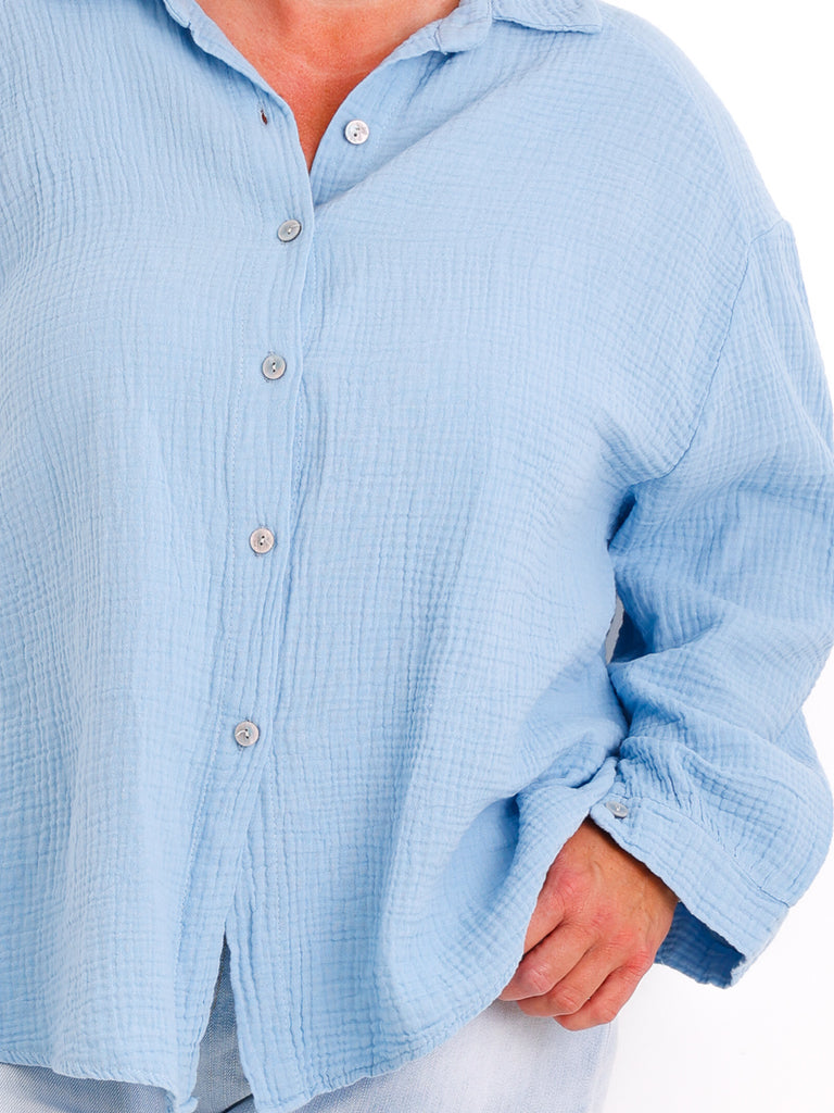 Musselin Oversize Bluse SIENNA.S - 100% Baumwolle - Gr. 38-46