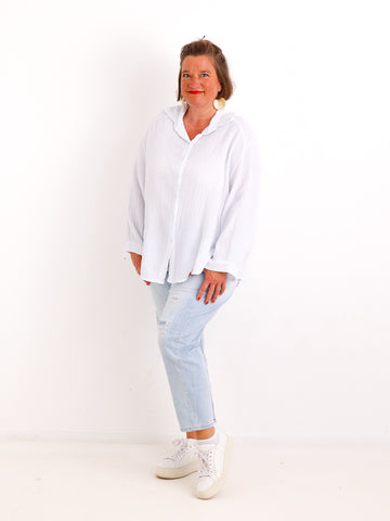 Musselin Oversize Bluse SIENNA.S - 100% Baumwolle - Gr. 38-46