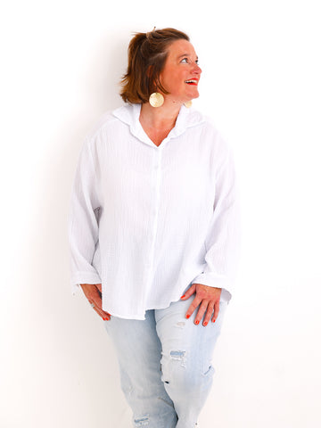 Musselin Oversize Bluse SIENNA.S - 100% Baumwolle - Gr. 38-46