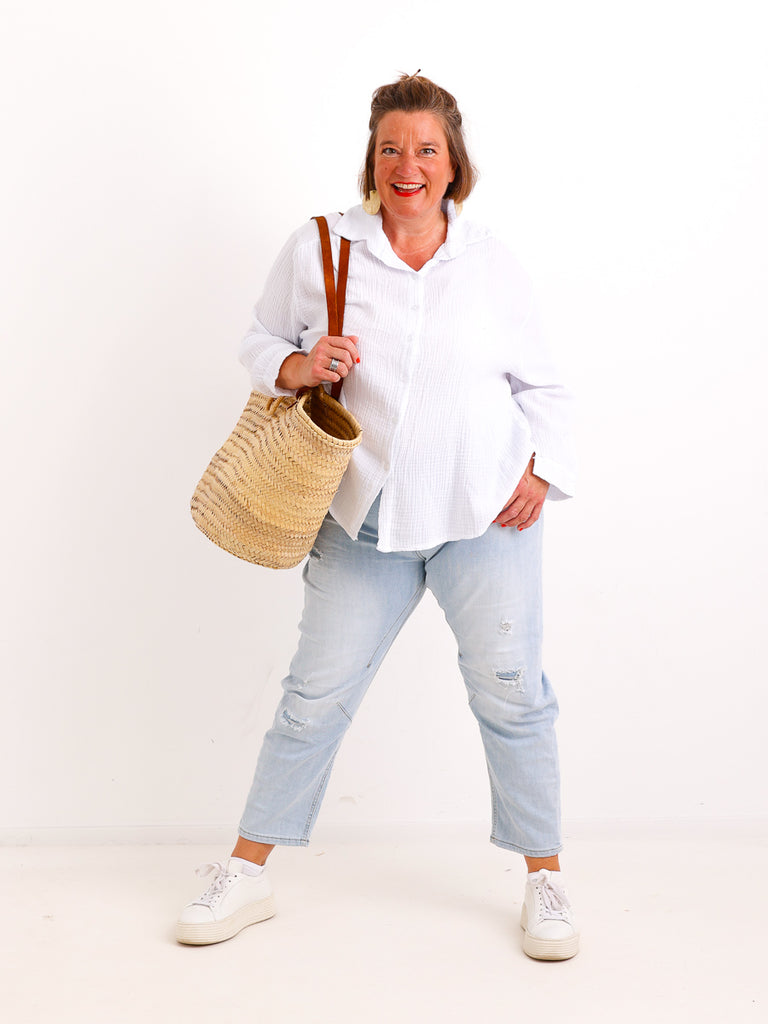 Musselin Oversize Bluse SIENNA.S - 100% Baumwolle - Gr. 38-46