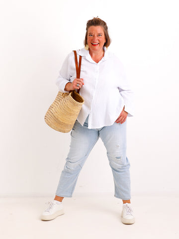 Musselin Oversize Bluse SIENNA.S - 100% Baumwolle - Gr. 38-46