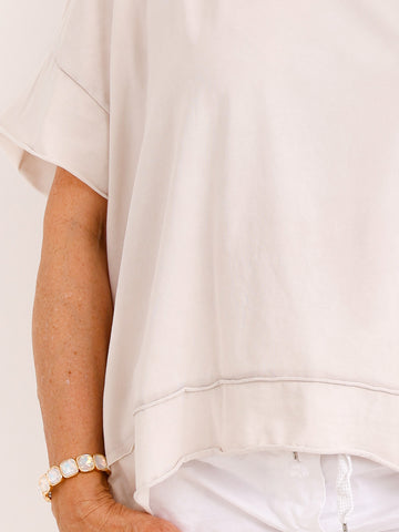 Oversize V-Neck T-Shirt JANICE.S – Premium Baumwolle – Rollsaum – Gr. 38-48