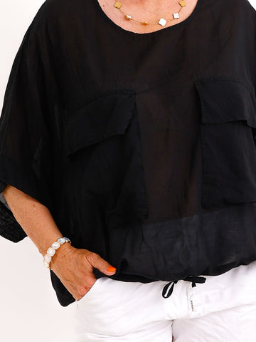 Oversize Tunika DESI.S – Verstellbarer Tunnelzug – Gr. 38-50