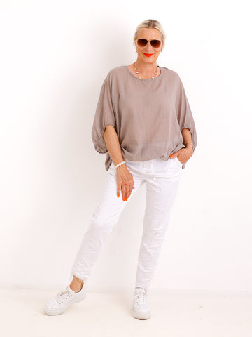 Oversize-Baumwollbluse EVE.S – Charmante Rückenschleife – Gr. 38-48