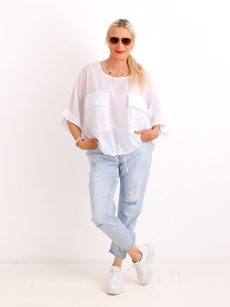 Oversize Tunika DESI.S – Verstellbarer Tunnelzug – Gr. 38-50