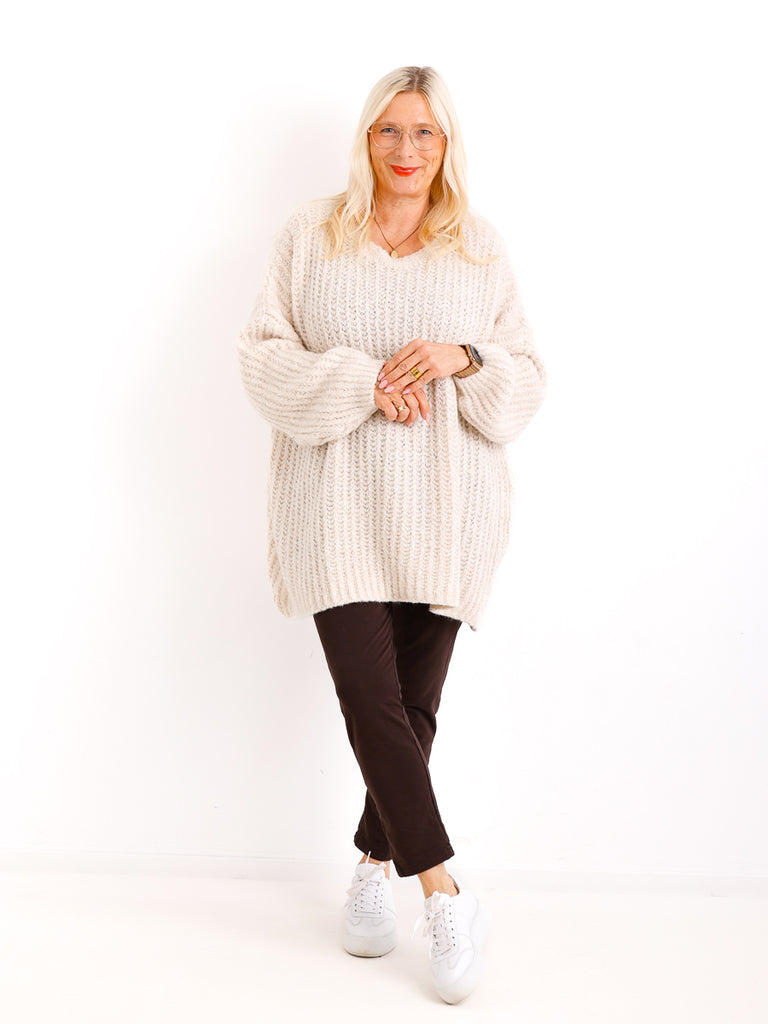 Curvy Size Strickpullover MEGAN.S – Flauschiger Grobstrick – Gr. 42–52