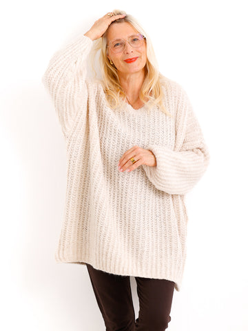 Curvy Size Strickpullover MEGAN.S – Flauschiger Grobstrick – Gr. 42–52