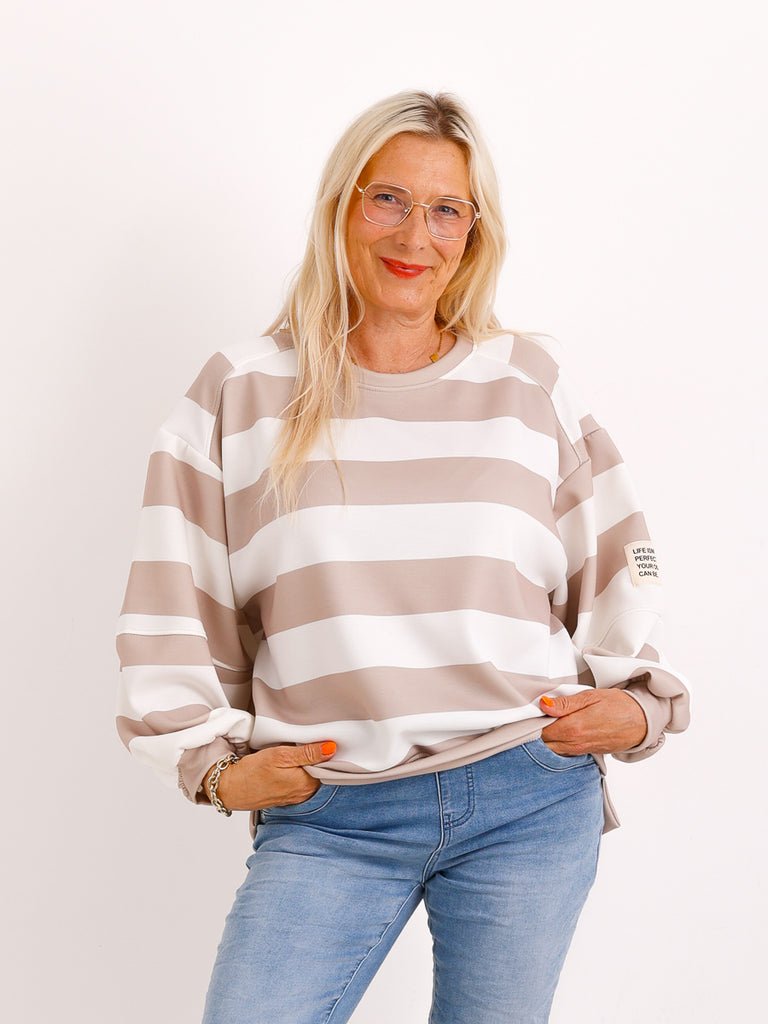 PIA.S Oversize Sweatshirt - gestreift - Gr. 38-44