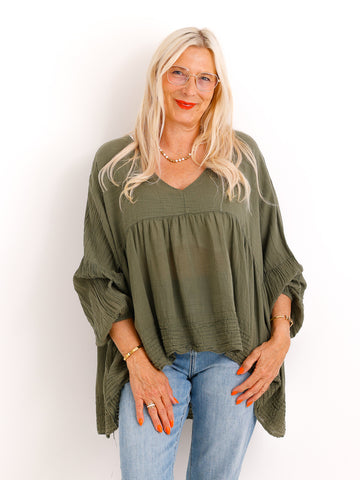 Oversize Tunika FAYE.S – 100% Baumwolle – Semi-transparent – Gr. 36-46