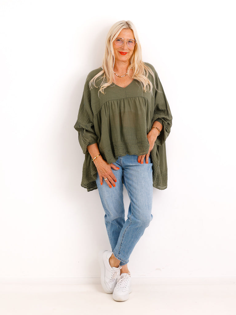 Oversize Tunika FAYE.S – 100% Baumwolle – Semi-transparent – Gr. 36-46