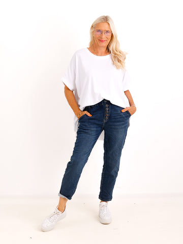Jeans DARIEL – Leichte Jeans mit edlen Schmuckknöpfen – Größen 40–46