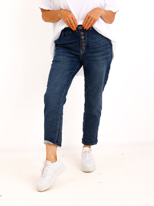 Jeans DARIEL – Leichte Jeans mit edlen Schmuckknöpfen – Größen 40–46